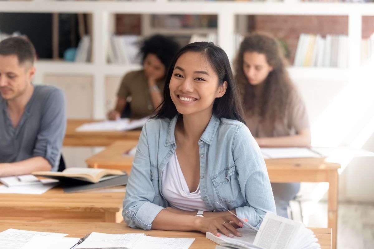 International Student In Classroom For Her Mortuary Science Degree