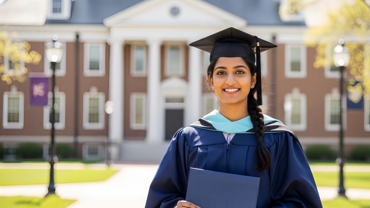 Young Female Student Holding Books at New York City mortuary science degree College Campus