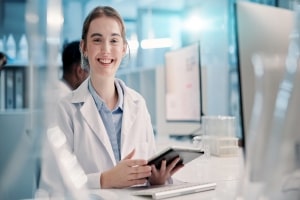 Mortuary Science Student in Lab for Research
