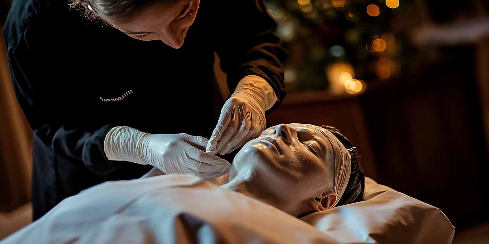 Woman Doing Traditional Embalming in A Funeral Home