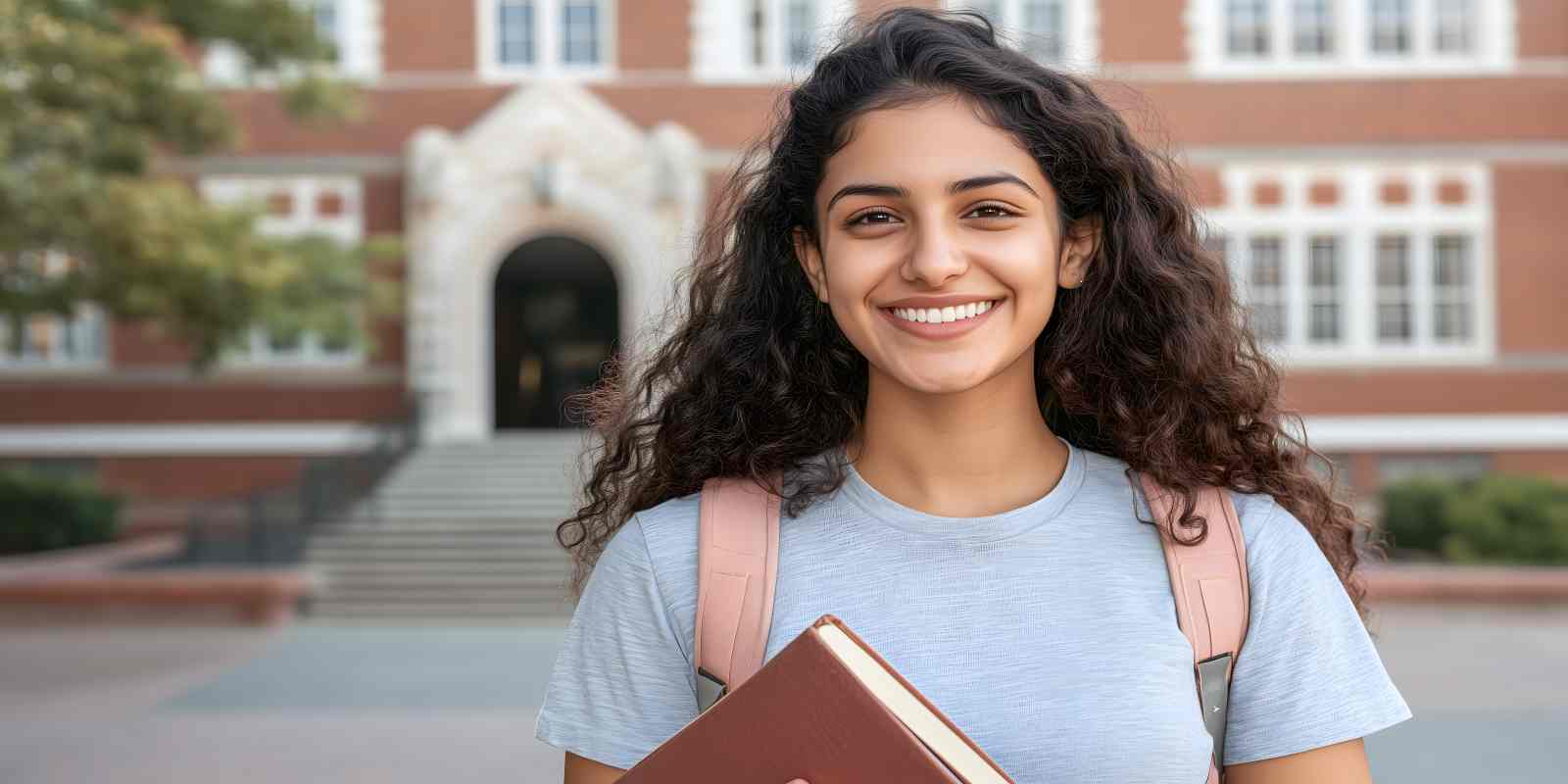 Young Female Student Holding Books at New York City mortuary science degree College Campus