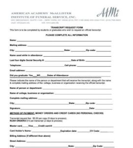 AAMI Transcript Request Form