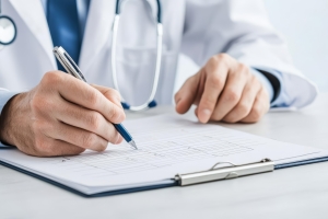 Doctor Filling Clinical Requirements form for A Student