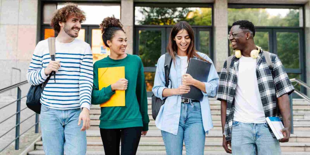 Group of Students Walking Together in Mortuary School