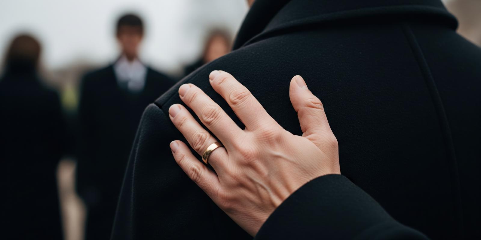 Comforting Hand on Shoulder at A Funeral Service