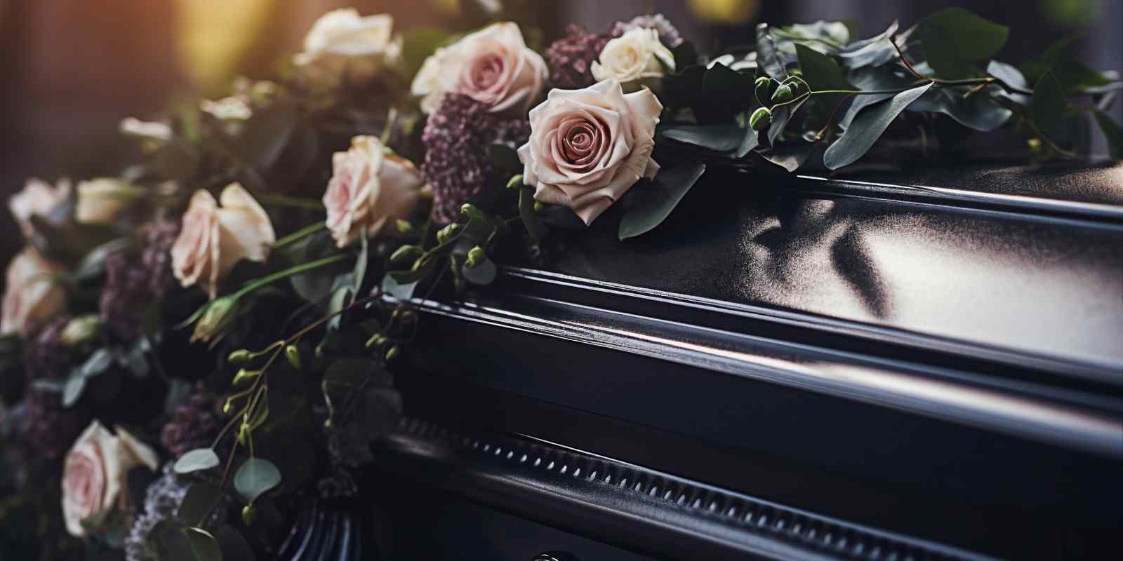 Decorated Coffin in Church for Funeral Ceremony