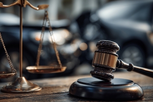 Gavel and Scale on Desk Representing Funeral Service Law
