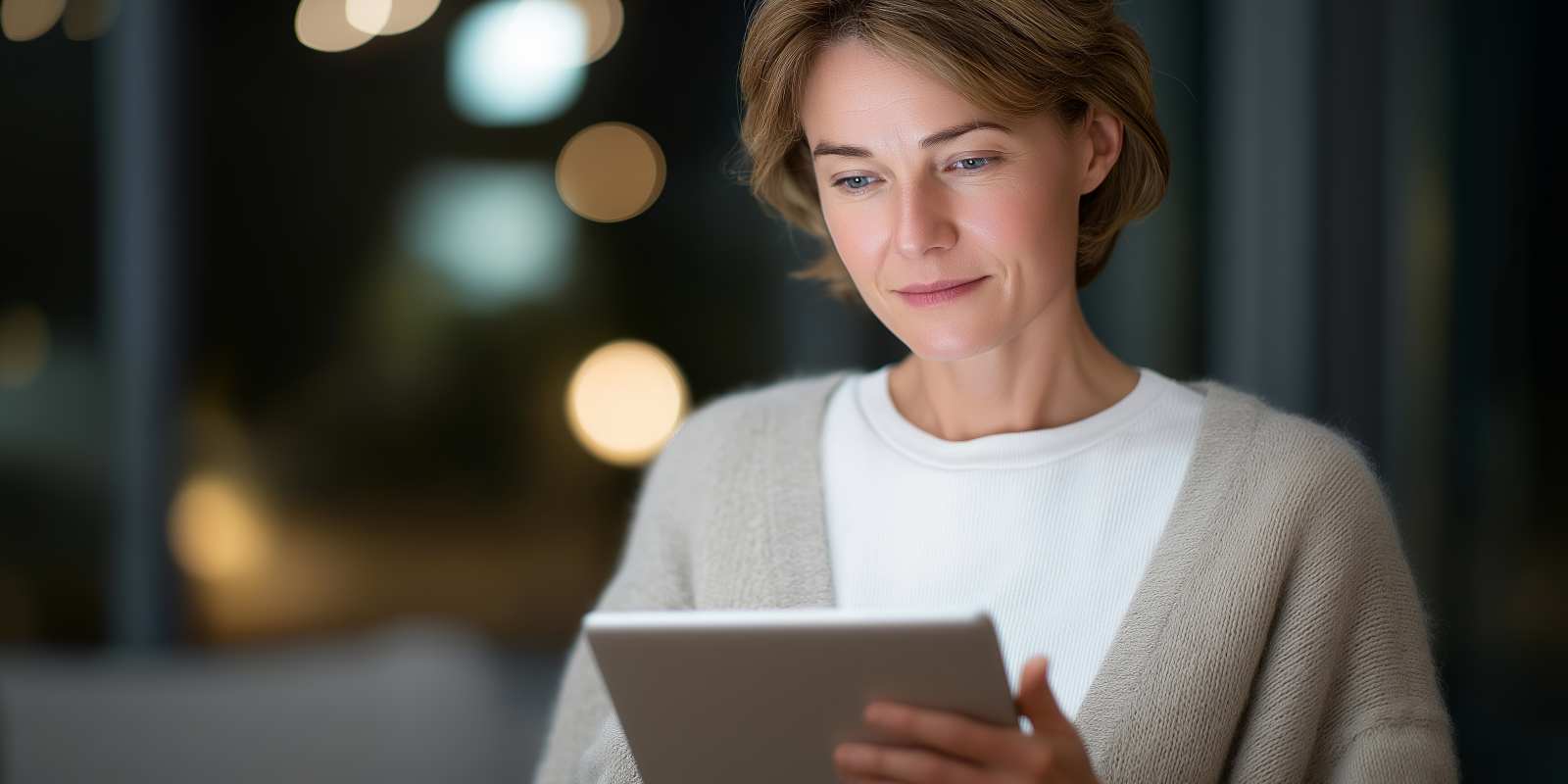 Female Funeral Consultant Using Tablet for Ceremony Planning