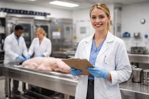 Mortuary Science Students Working in College Lab