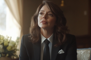 Female Funeral Director in Black Suit Made Successful Career in Funeral Service