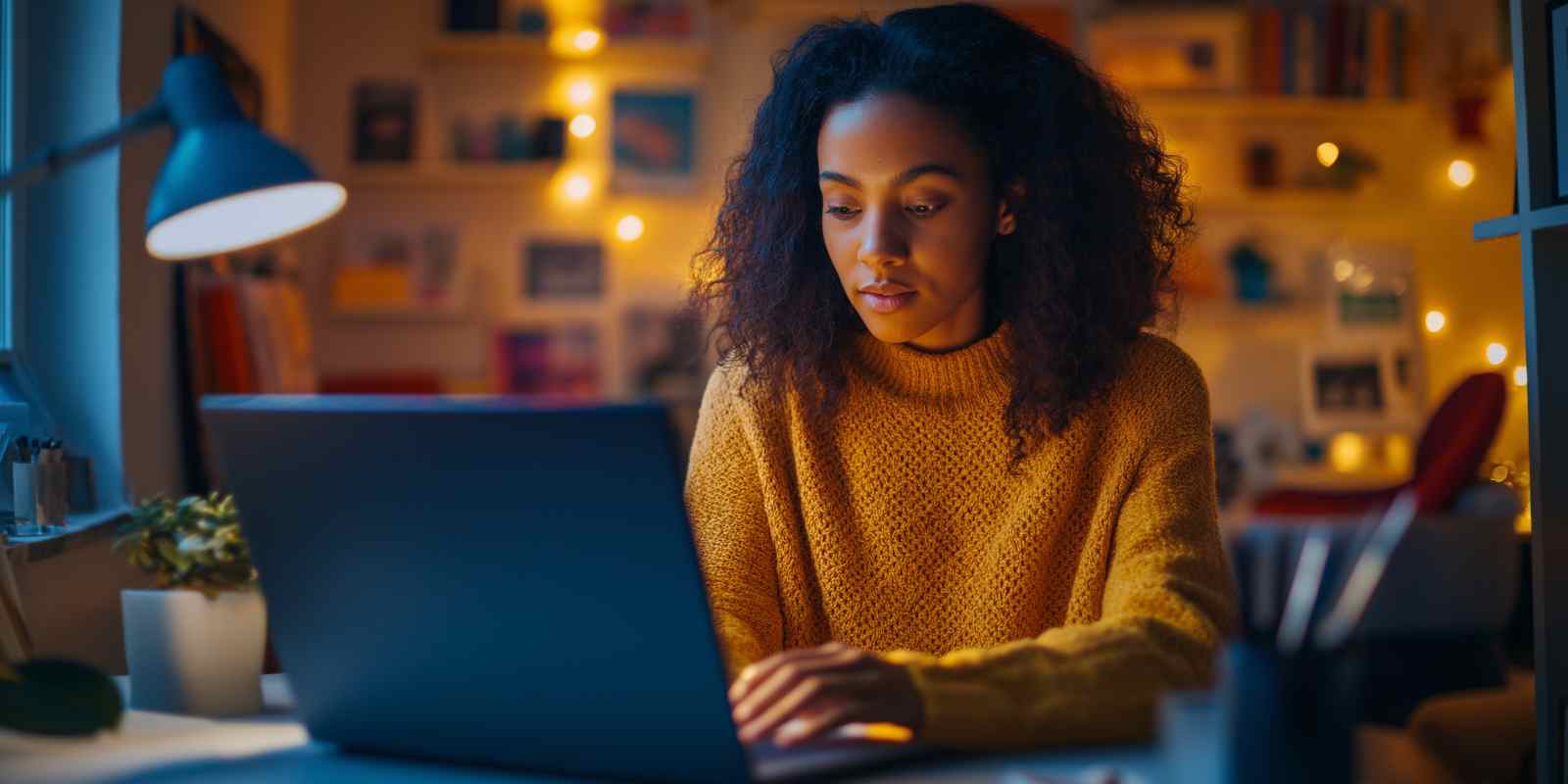 Mortuary Science Student Working on Her Laptop at Home