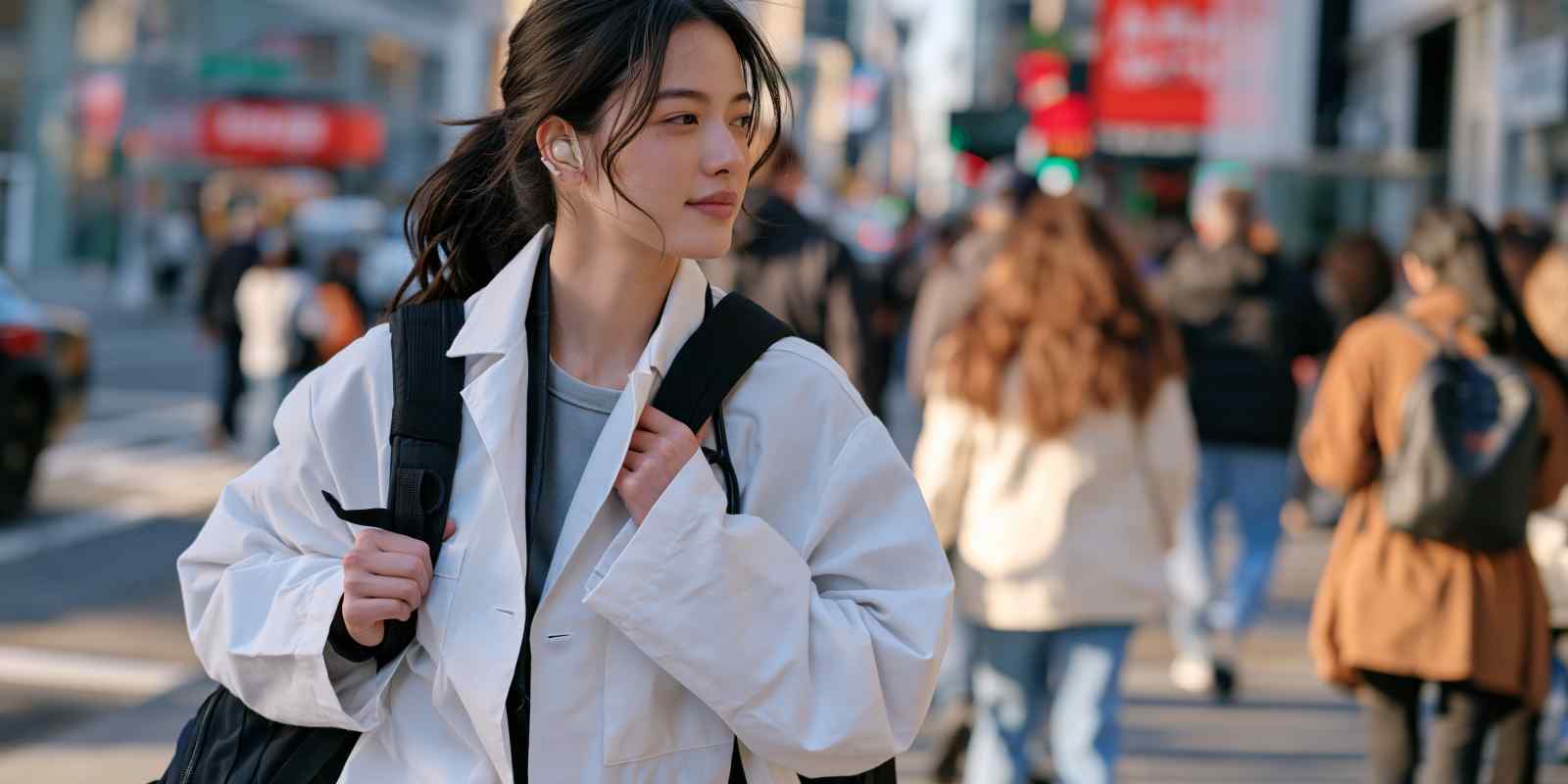 Mortuary Science Professional Walking in a Crowded Street